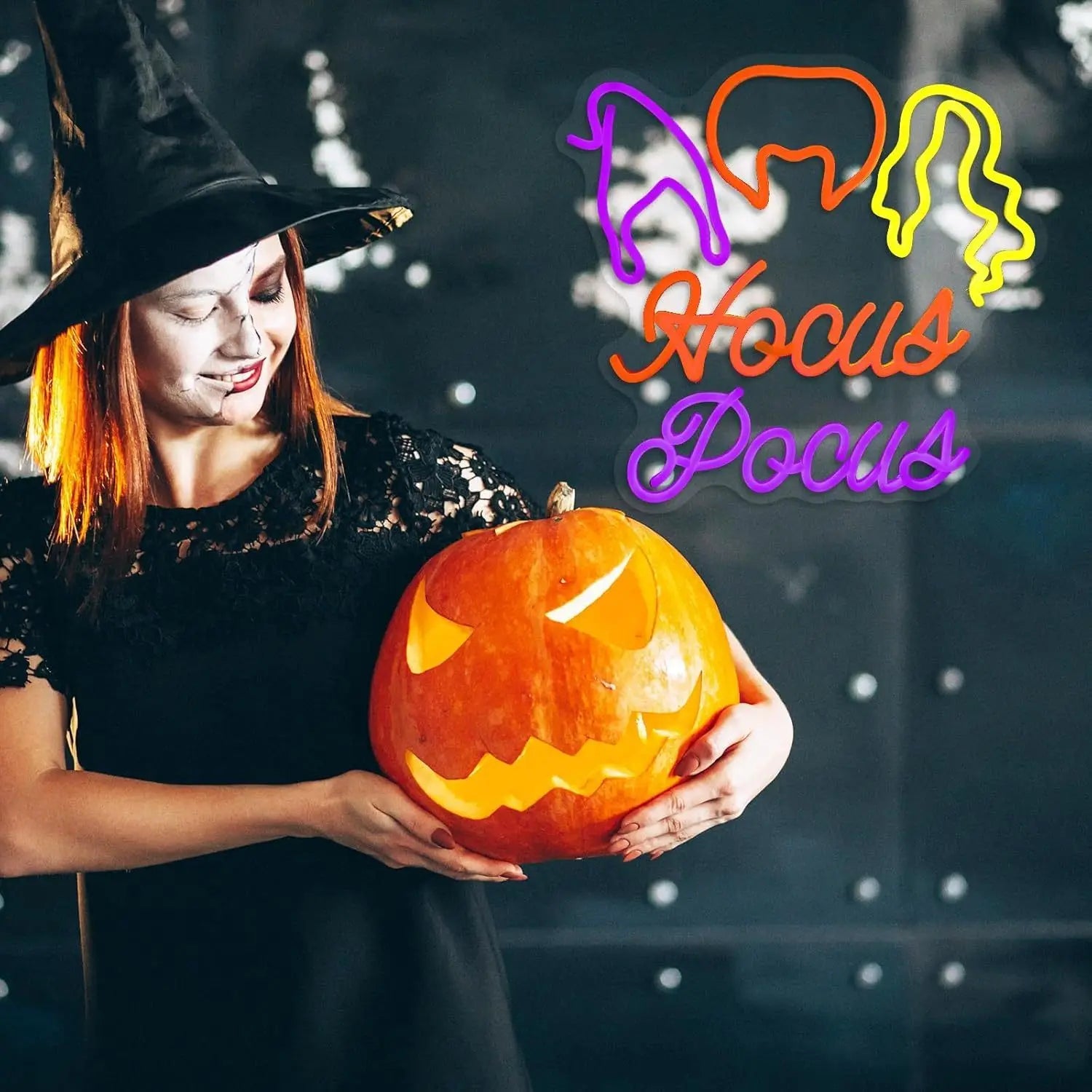 Hocus Pocus Neon Sign Witch Neon LED Halloween Party Supplies for Halloween Party Haunted House Men'S Cave Birthday Gifts
