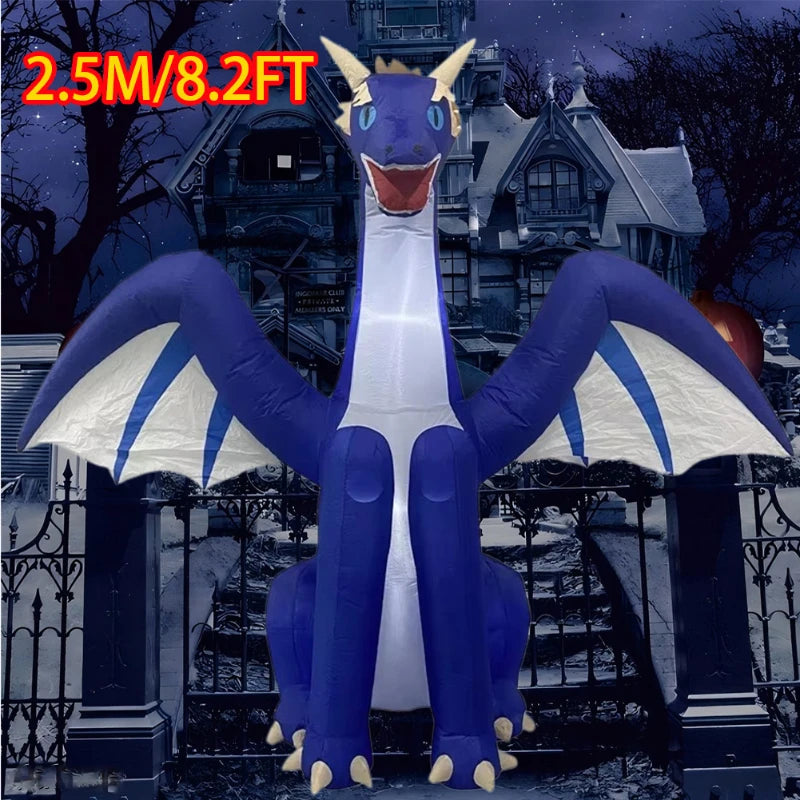 Inflatable Toy Blue Dragon Halloween Inflatable Model Luminous Inflatable Model Halloween Atmosphere Decoration Model