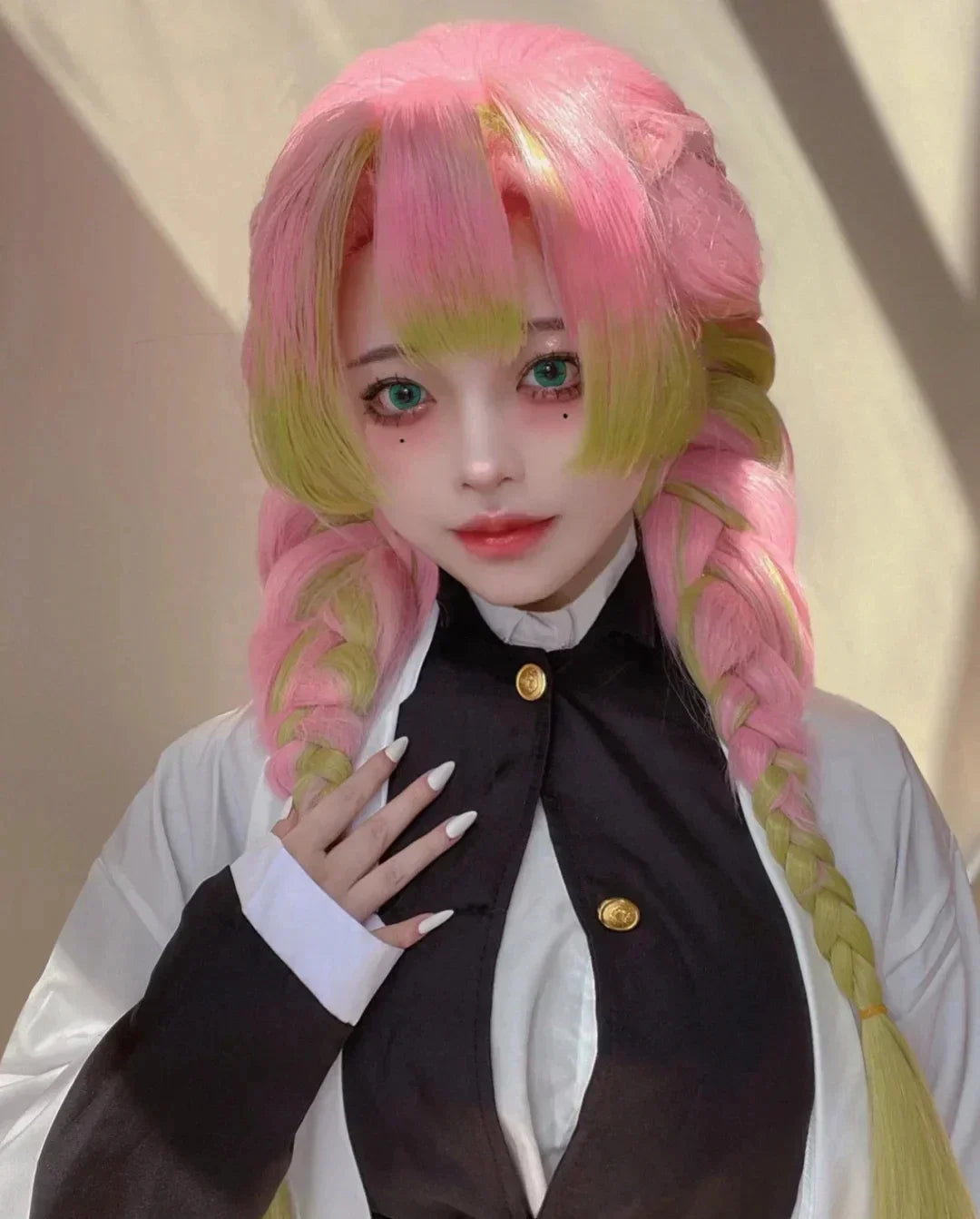 Anime Kanroji Mitsuri Cosplay Costume Kimono Haori Dress Wig Clothes Halloween Costume for Adult Children