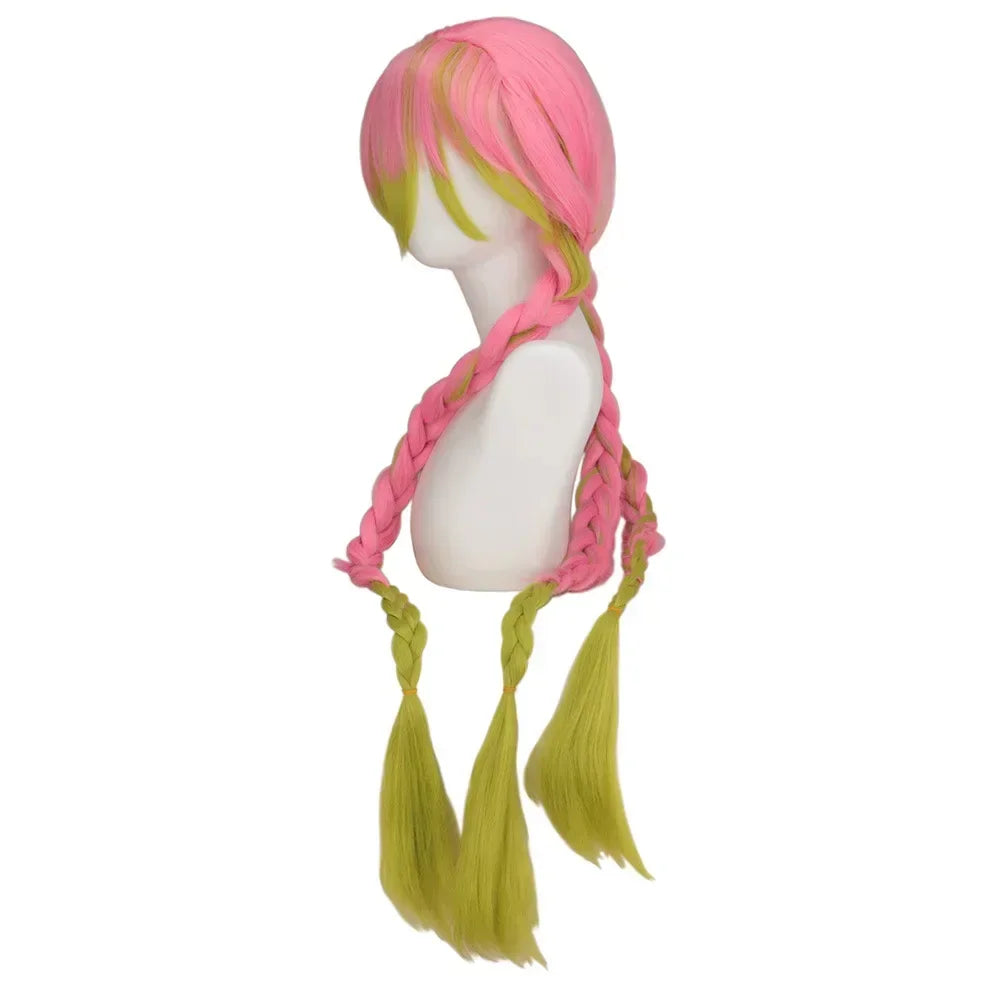 Anime Kanroji Mitsuri Cosplay Costume Kimono Haori Dress Wig Clothes Halloween Costume for Adult Children