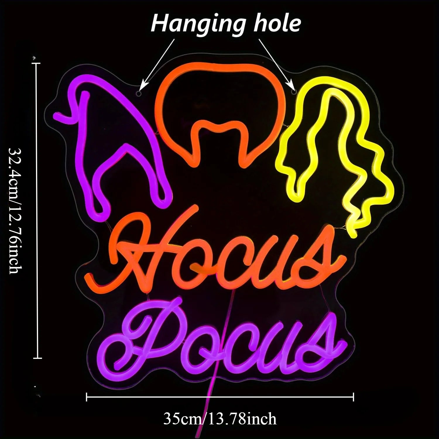 Hocus Pocus Neon Sign Witch Neon LED Halloween Party Supplies for Halloween Party Haunted House Men'S Cave Birthday Gifts